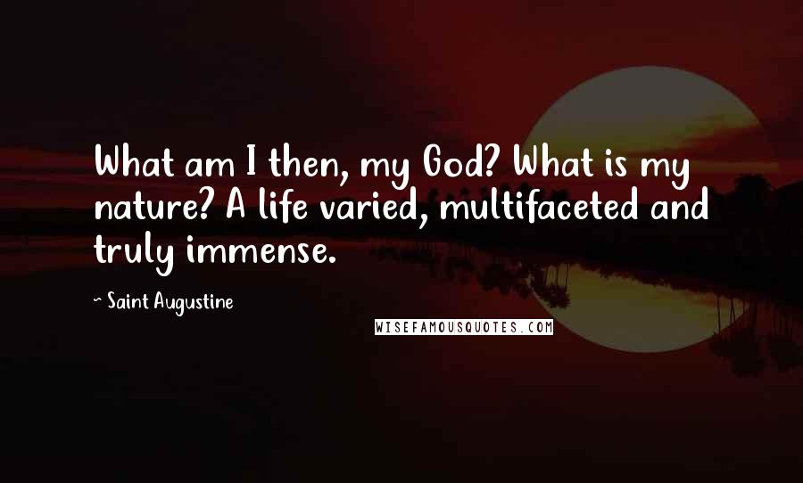 Saint Augustine Quotes: What am I then, my God? What is my nature? A life varied, multifaceted and truly immense.