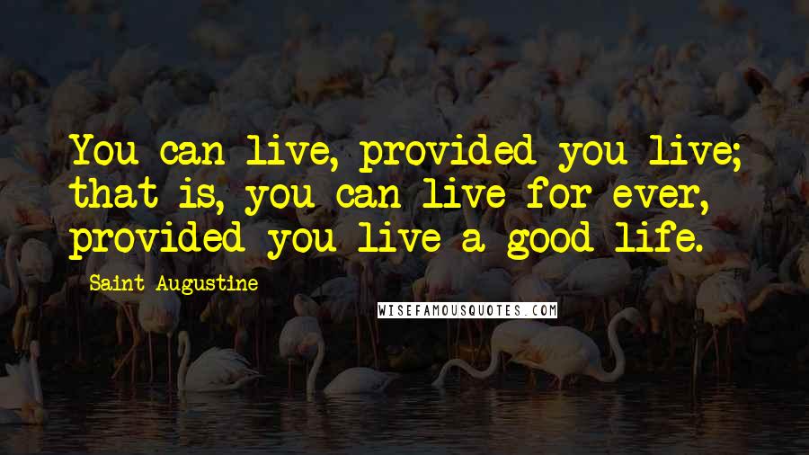 Saint Augustine Quotes: You can live, provided you live; that is, you can live for ever, provided you live a good life.