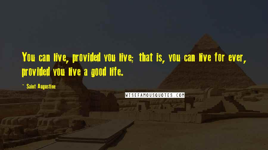 Saint Augustine Quotes: You can live, provided you live; that is, you can live for ever, provided you live a good life.