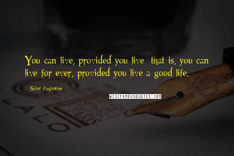 Saint Augustine Quotes: You can live, provided you live; that is, you can live for ever, provided you live a good life.