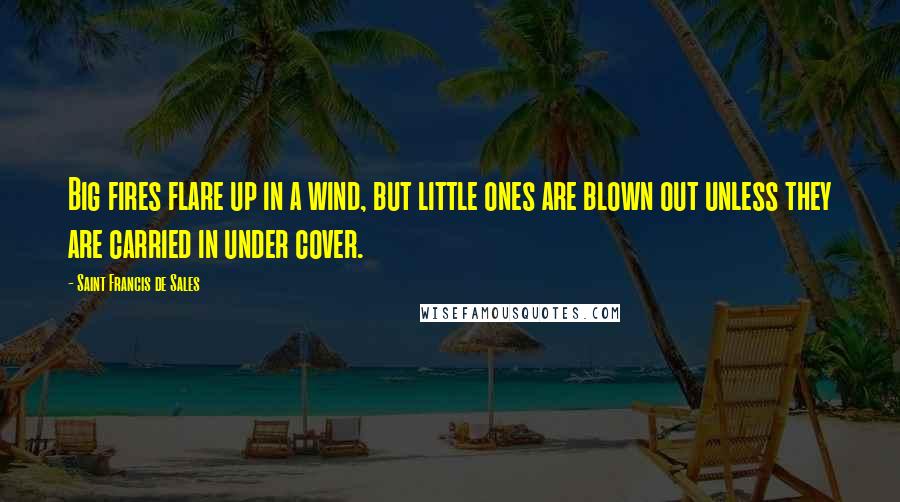 Saint Francis De Sales Quotes: Big fires flare up in a wind, but little ones are blown out unless they are carried in under cover.