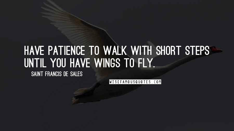 Saint Francis De Sales Quotes: Have patience to walk with short steps until you have wings to fly.