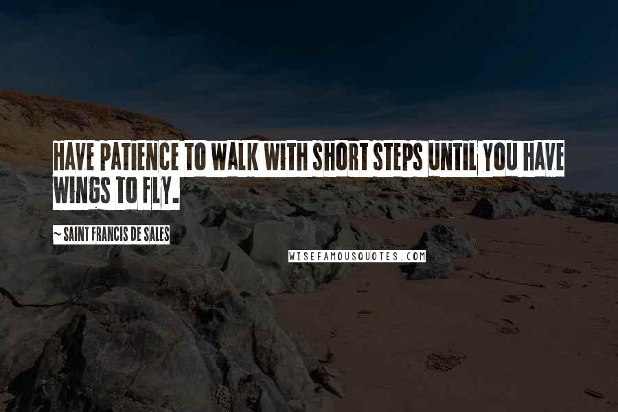 Saint Francis De Sales Quotes: Have patience to walk with short steps until you have wings to fly.