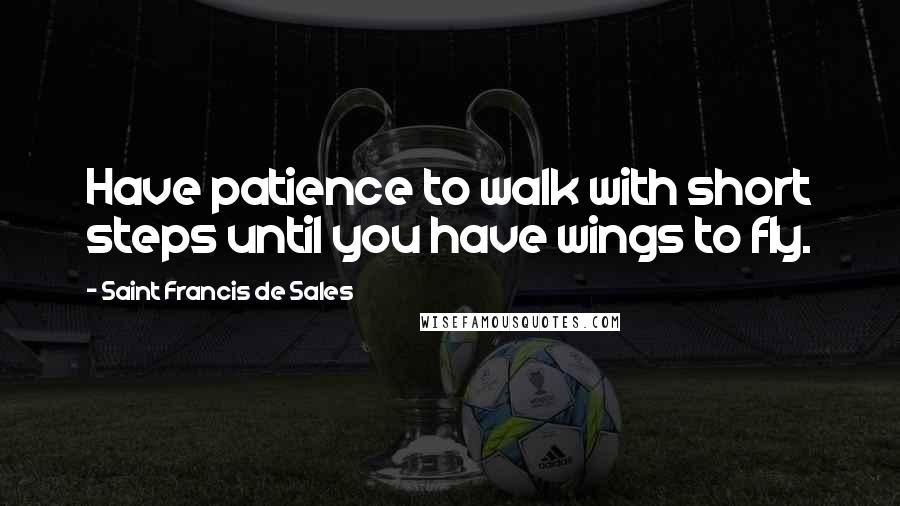 Saint Francis De Sales Quotes: Have patience to walk with short steps until you have wings to fly.