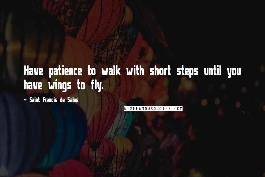 Saint Francis De Sales Quotes: Have patience to walk with short steps until you have wings to fly.