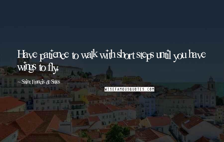 Saint Francis De Sales Quotes: Have patience to walk with short steps until you have wings to fly.