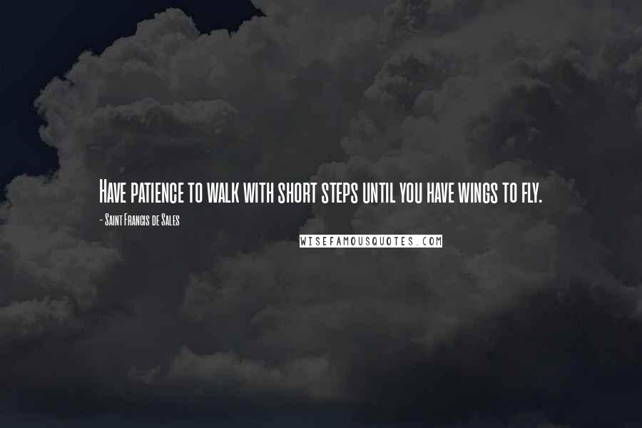 Saint Francis De Sales Quotes: Have patience to walk with short steps until you have wings to fly.