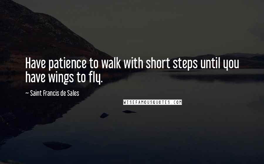 Saint Francis De Sales Quotes: Have patience to walk with short steps until you have wings to fly.