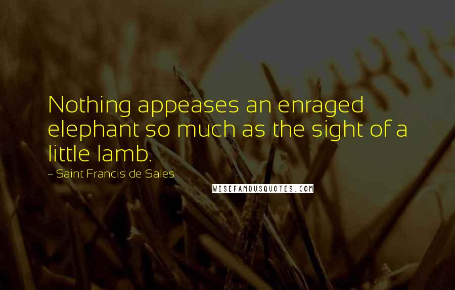 Saint Francis De Sales Quotes: Nothing appeases an enraged elephant so much as the sight of a little lamb.