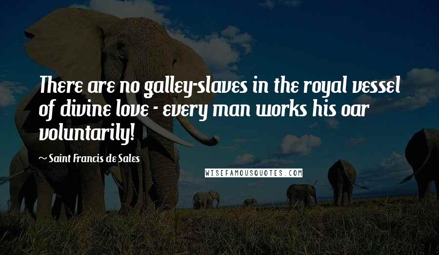 Saint Francis De Sales Quotes: There are no galley-slaves in the royal vessel of divine love - every man works his oar voluntarily!