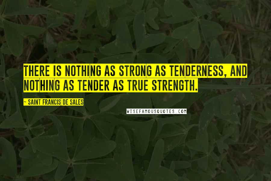 Saint Francis De Sales Quotes: There is nothing as strong as tenderness, And nothing as tender as true strength.