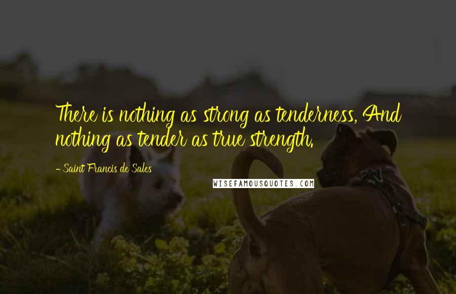 Saint Francis De Sales Quotes: There is nothing as strong as tenderness, And nothing as tender as true strength.