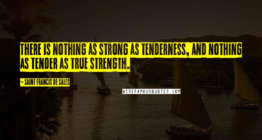 Saint Francis De Sales Quotes: There is nothing as strong as tenderness, And nothing as tender as true strength.