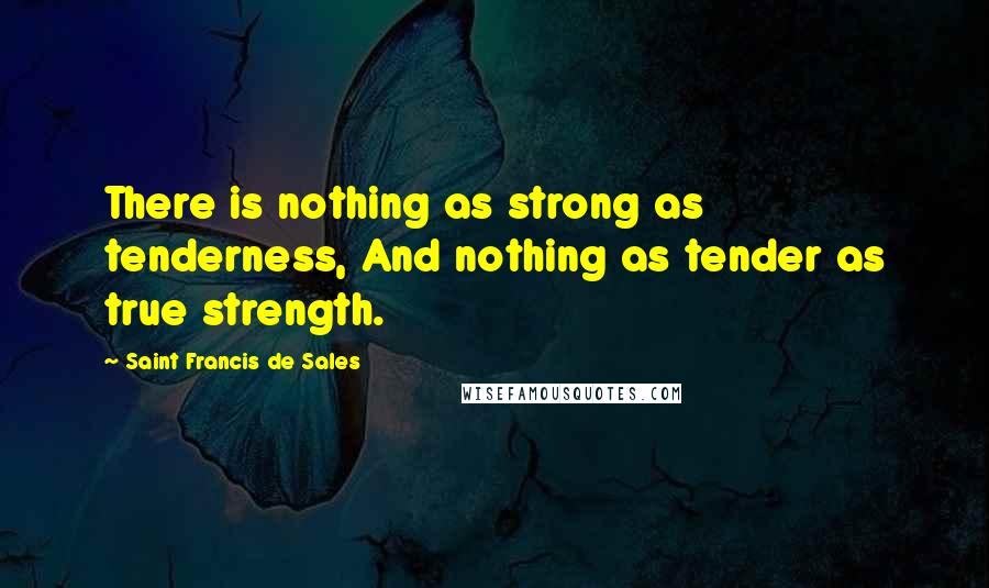 Saint Francis De Sales Quotes: There is nothing as strong as tenderness, And nothing as tender as true strength.