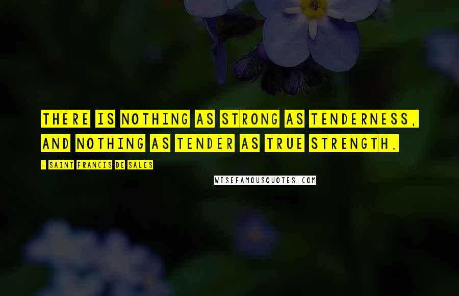 Saint Francis De Sales Quotes: There is nothing as strong as tenderness, And nothing as tender as true strength.