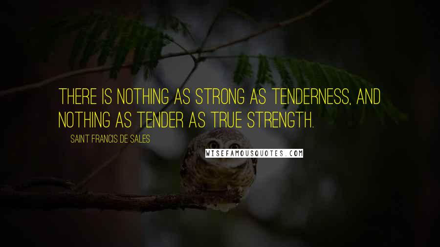 Saint Francis De Sales Quotes: There is nothing as strong as tenderness, And nothing as tender as true strength.