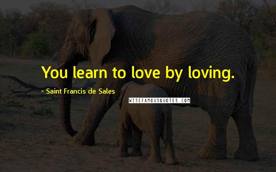 Saint Francis De Sales Quotes: You learn to love by loving.