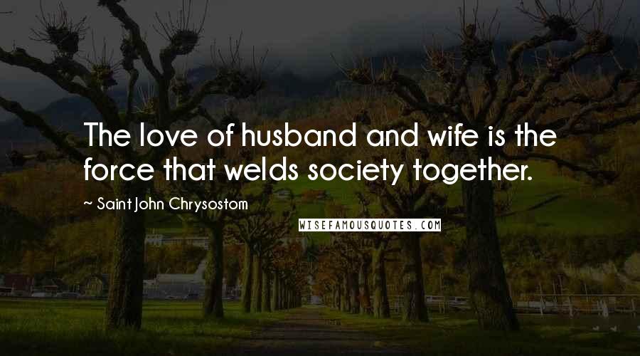 Saint John Chrysostom Quotes: The love of husband and wife is the force that welds society together.