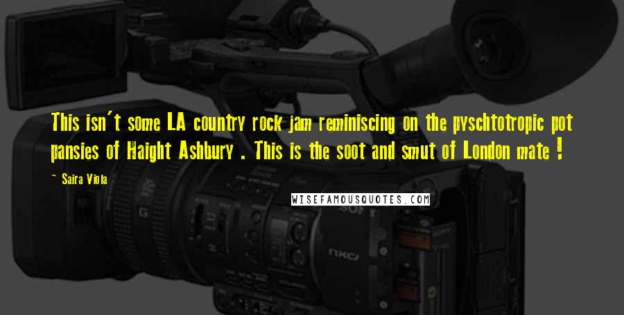 Saira Viola Quotes: This isn't some LA country rock jam reminiscing on the pyschtotropic pot pansies of Haight Ashbury . This is the soot and smut of London mate !