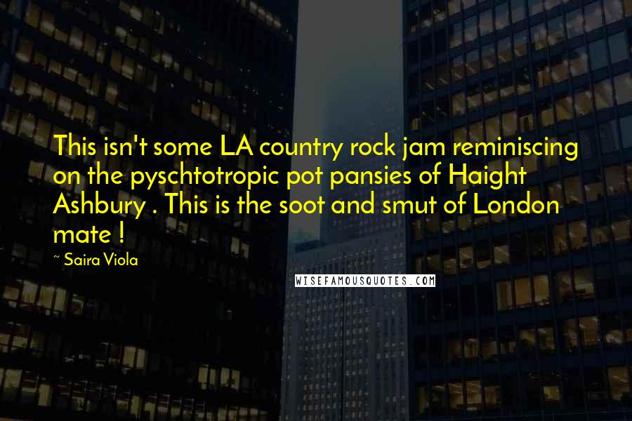 Saira Viola Quotes: This isn't some LA country rock jam reminiscing on the pyschtotropic pot pansies of Haight Ashbury . This is the soot and smut of London mate !