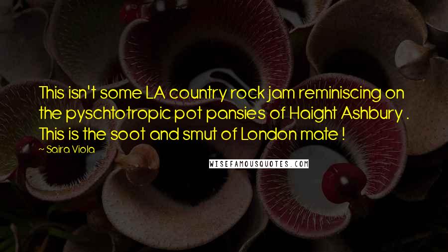 Saira Viola Quotes: This isn't some LA country rock jam reminiscing on the pyschtotropic pot pansies of Haight Ashbury . This is the soot and smut of London mate !