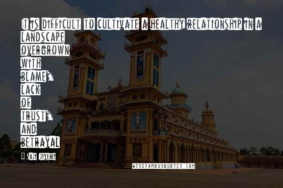 Saji Ijiyemi Quotes: It is difficult to cultivate a healthy relationship in a landscape overgrown with blame, lack of trust, and betrayal
