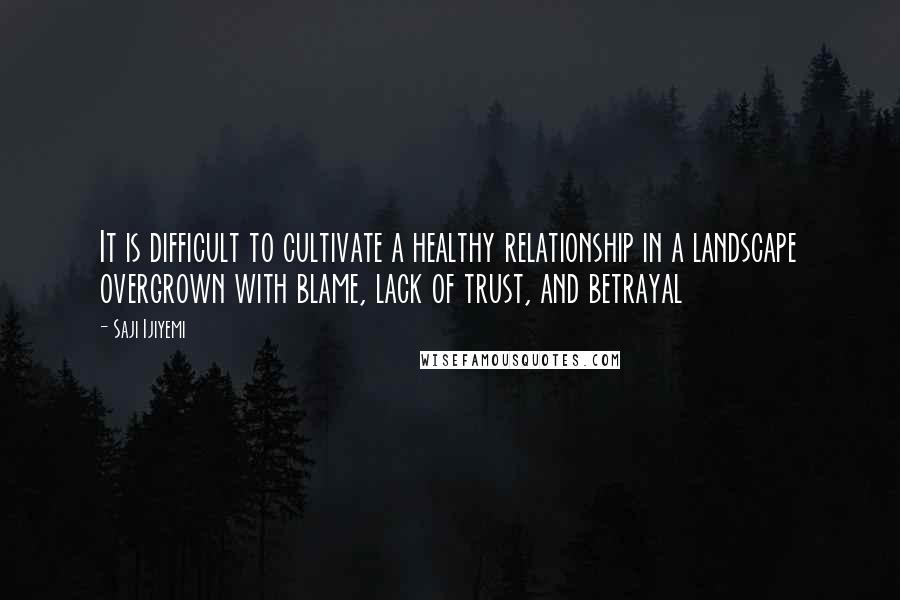 Saji Ijiyemi Quotes: It is difficult to cultivate a healthy relationship in a landscape overgrown with blame, lack of trust, and betrayal