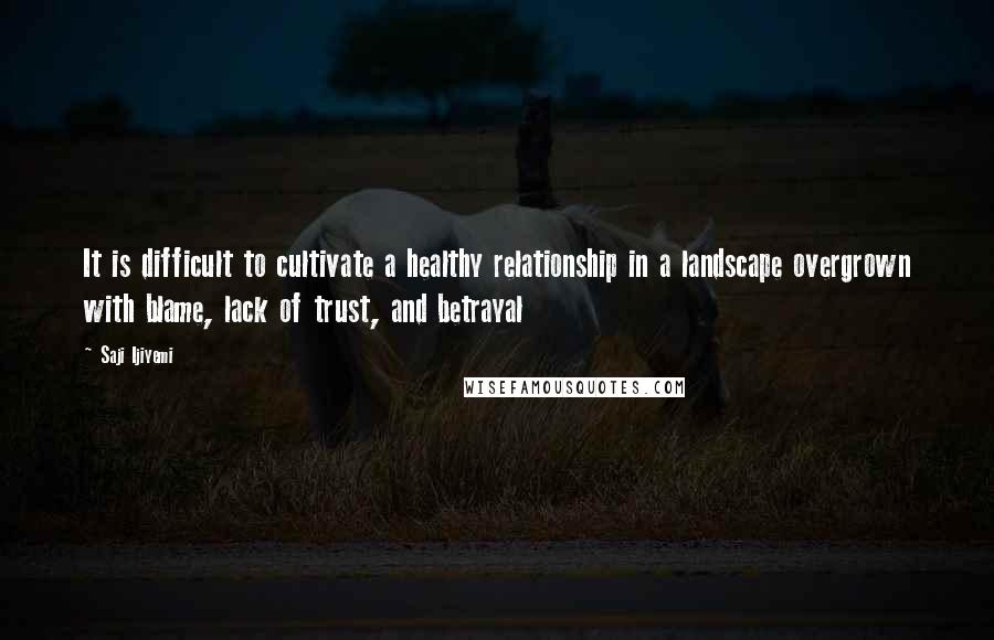 Saji Ijiyemi Quotes: It is difficult to cultivate a healthy relationship in a landscape overgrown with blame, lack of trust, and betrayal