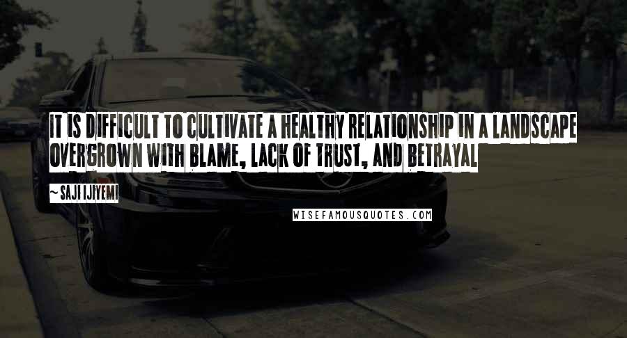 Saji Ijiyemi Quotes: It is difficult to cultivate a healthy relationship in a landscape overgrown with blame, lack of trust, and betrayal