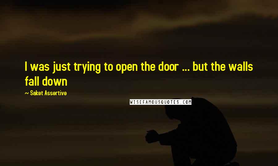 Saket Assertive Quotes: I was just trying to open the door ... but the walls fall down