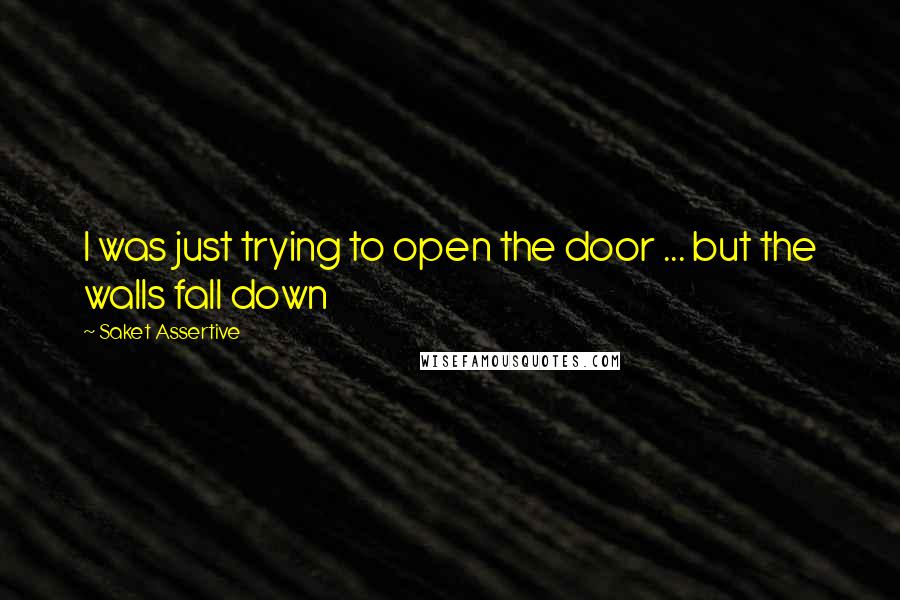 Saket Assertive Quotes: I was just trying to open the door ... but the walls fall down