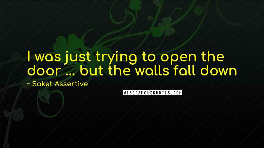 Saket Assertive Quotes: I was just trying to open the door ... but the walls fall down