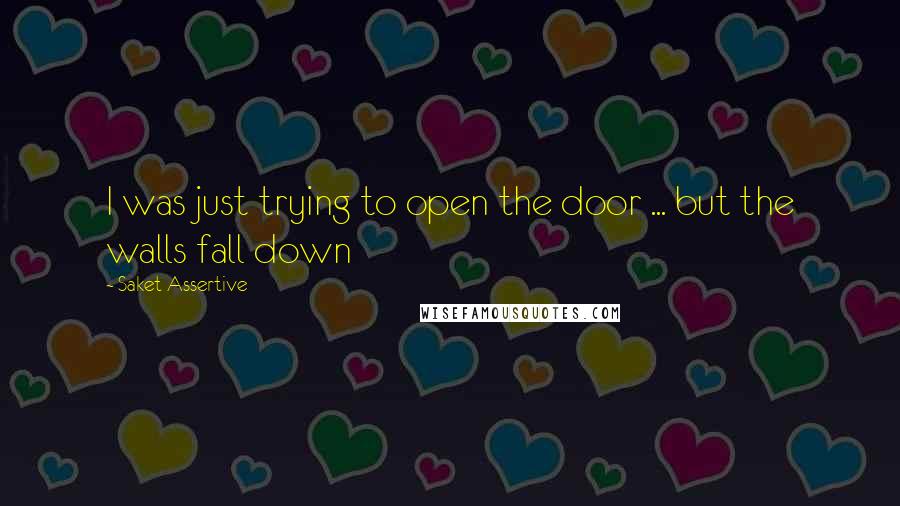 Saket Assertive Quotes: I was just trying to open the door ... but the walls fall down