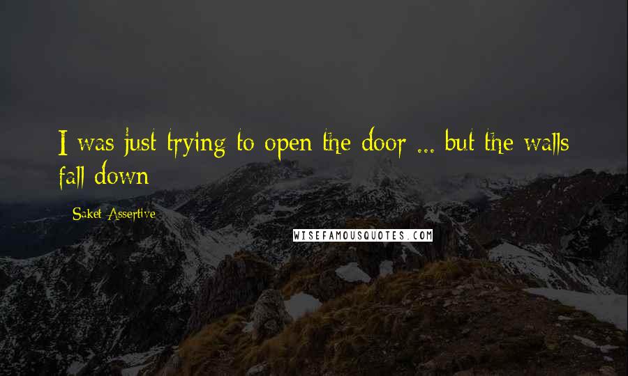 Saket Assertive Quotes: I was just trying to open the door ... but the walls fall down
