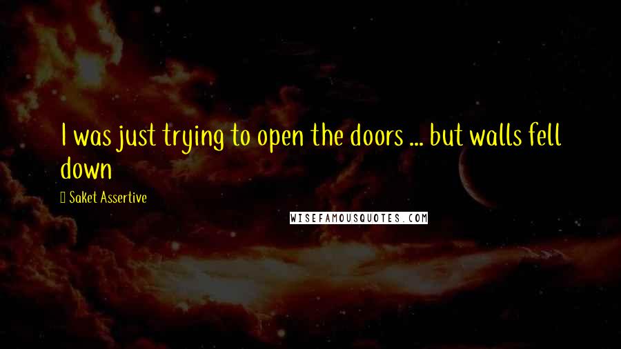 Saket Assertive Quotes: I was just trying to open the doors ... but walls fell down