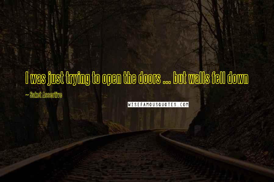 Saket Assertive Quotes: I was just trying to open the doors ... but walls fell down