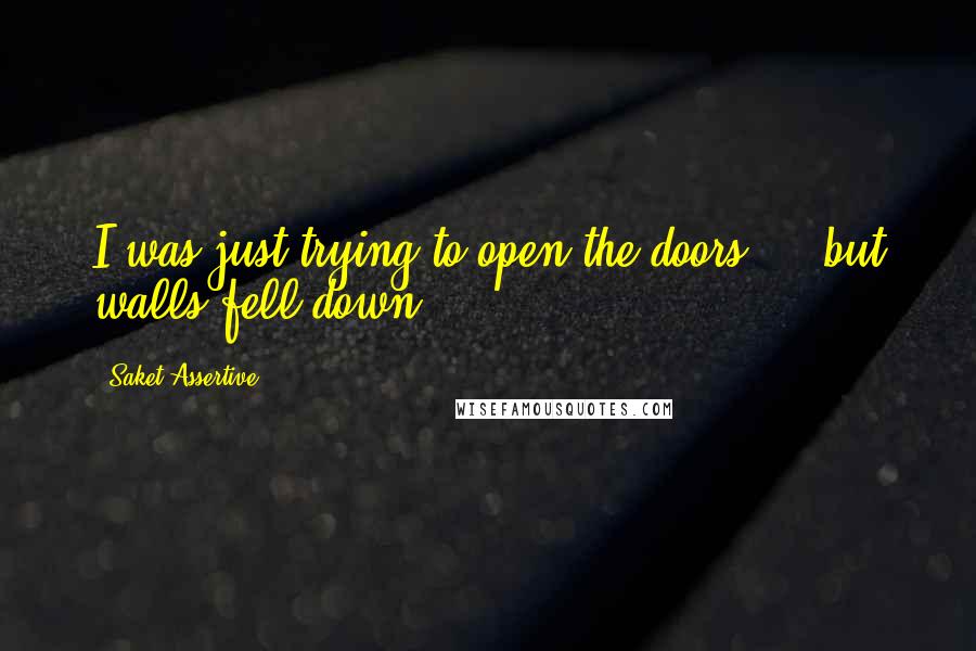 Saket Assertive Quotes: I was just trying to open the doors ... but walls fell down