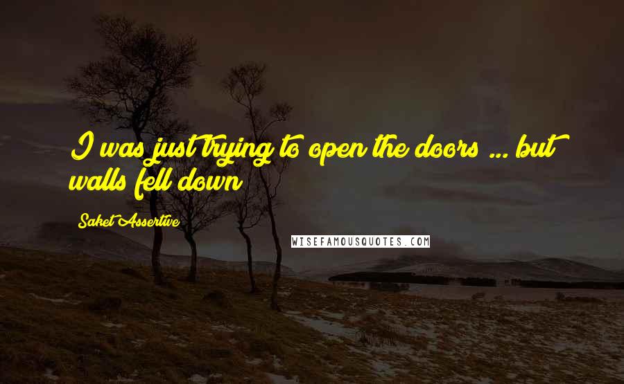 Saket Assertive Quotes: I was just trying to open the doors ... but walls fell down