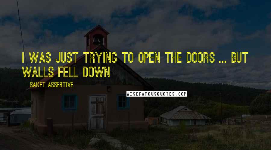 Saket Assertive Quotes: I was just trying to open the doors ... but walls fell down