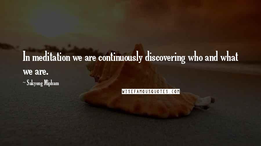 Sakyong Mipham Quotes: In meditation we are continuously discovering who and what we are.