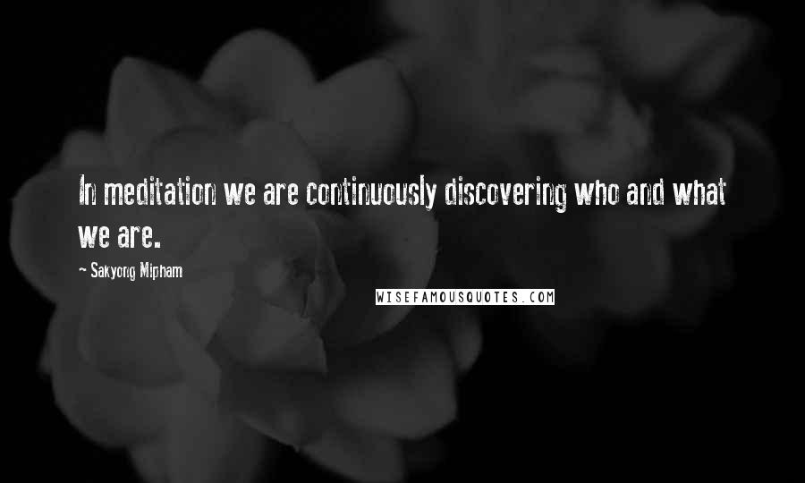 Sakyong Mipham Quotes: In meditation we are continuously discovering who and what we are.