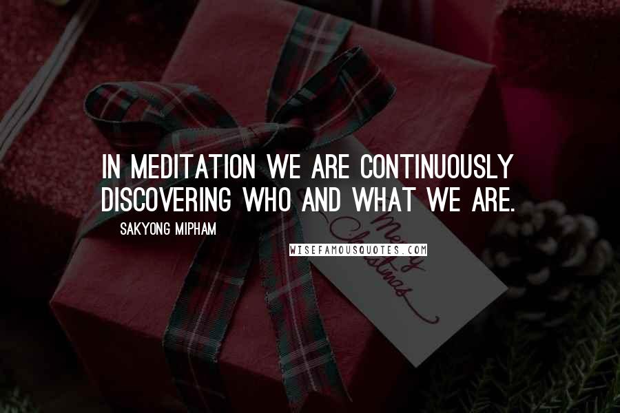 Sakyong Mipham Quotes: In meditation we are continuously discovering who and what we are.