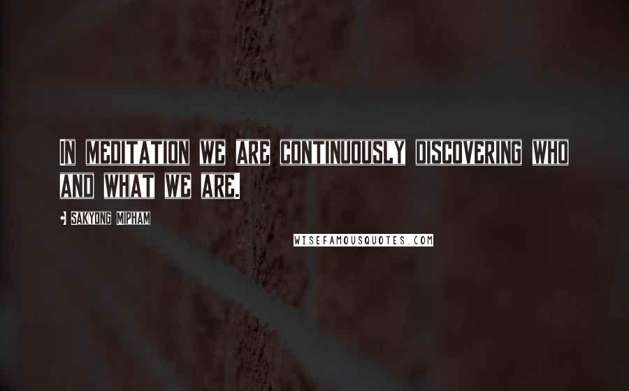 Sakyong Mipham Quotes: In meditation we are continuously discovering who and what we are.