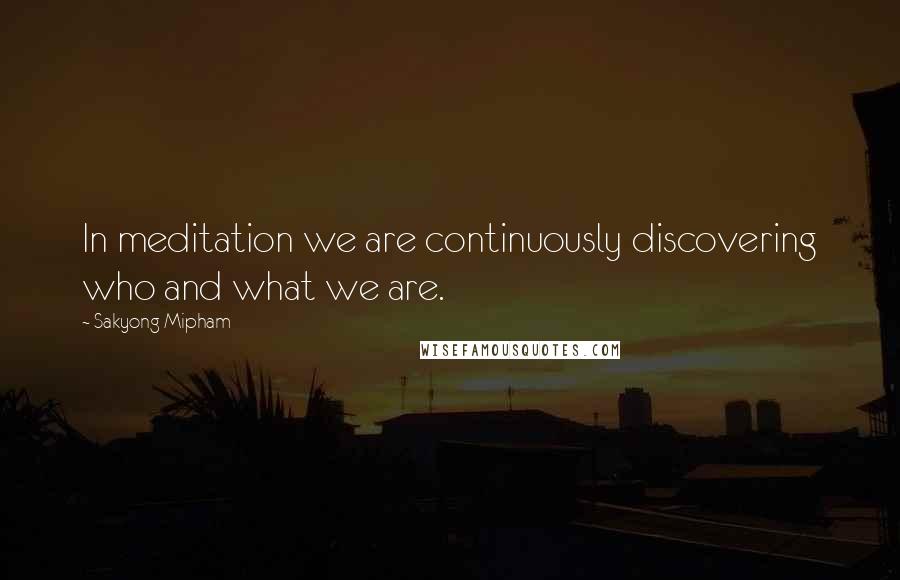 Sakyong Mipham Quotes: In meditation we are continuously discovering who and what we are.