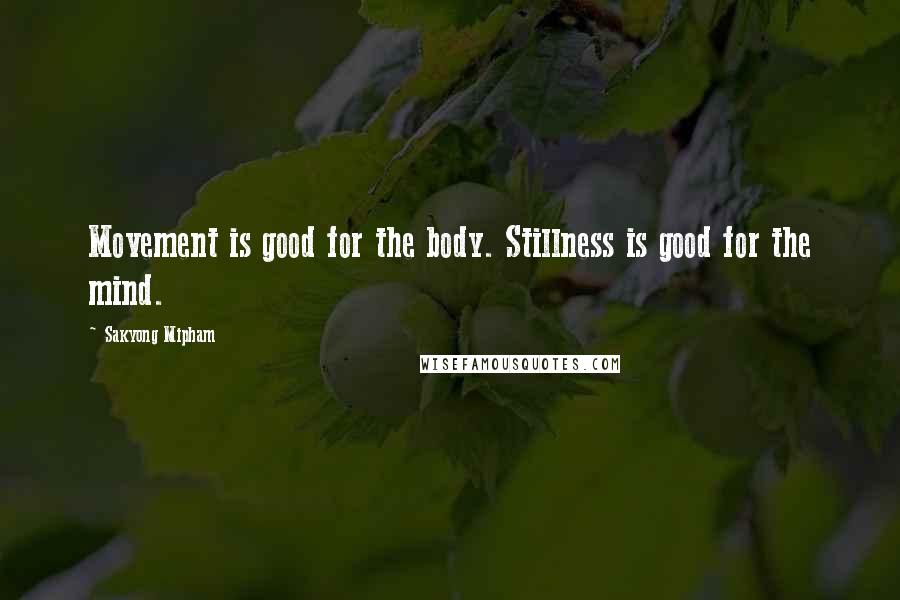 Sakyong Mipham Quotes: Movement is good for the body. Stillness is good for the mind.