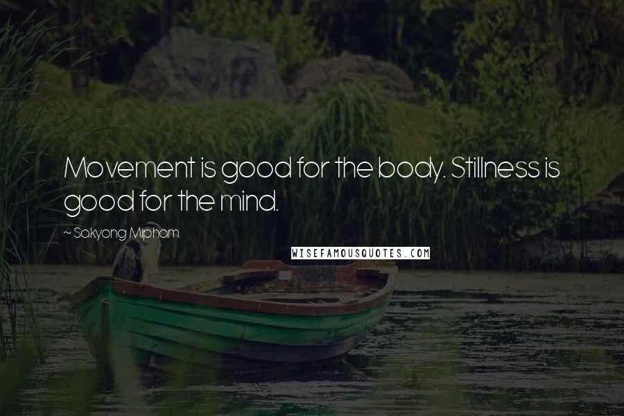 Sakyong Mipham Quotes: Movement is good for the body. Stillness is good for the mind.
