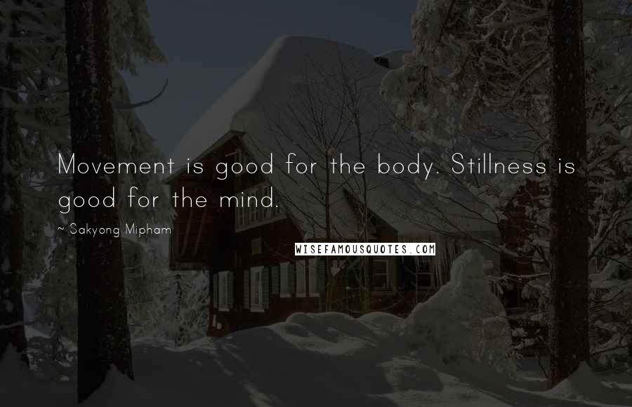 Sakyong Mipham Quotes: Movement is good for the body. Stillness is good for the mind.