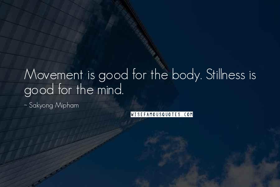 Sakyong Mipham Quotes: Movement is good for the body. Stillness is good for the mind.