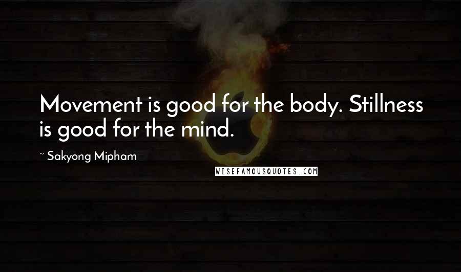 Sakyong Mipham Quotes: Movement is good for the body. Stillness is good for the mind.