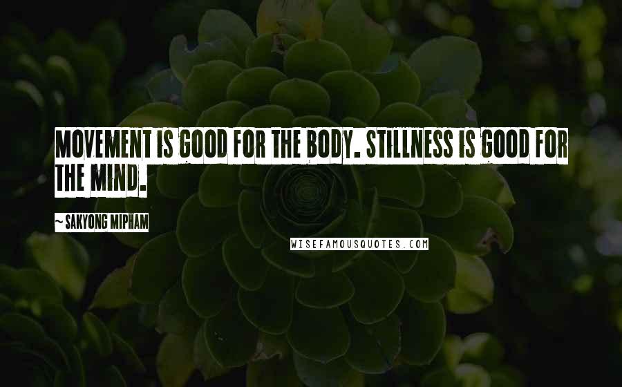 Sakyong Mipham Quotes: Movement is good for the body. Stillness is good for the mind.